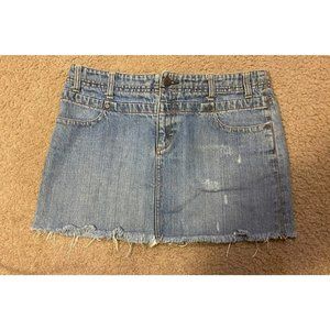 American Eagle Y2K Distressed Denim Skirt Size 8 Light Wash